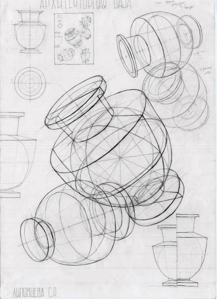 Линейно-конструктивный рисунок гипсовых ВАЗ