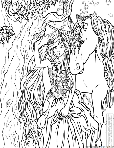 Раскраски для девочек Единороги