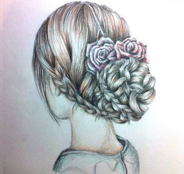 Свадебная прическа карандашом