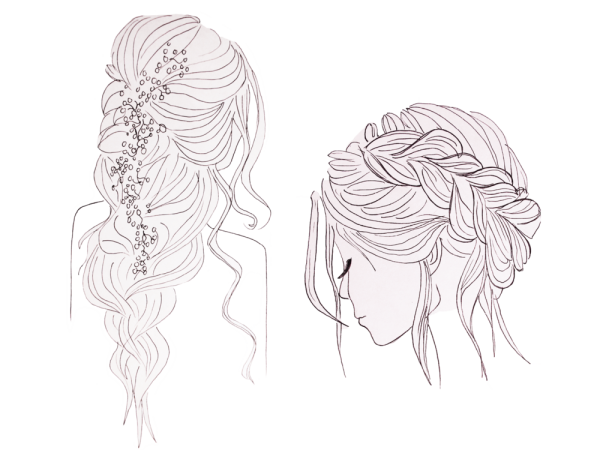 Эскиз свадебной прически
