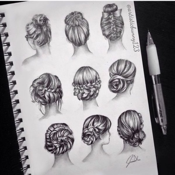 Прически для рисования в скетчбуке
