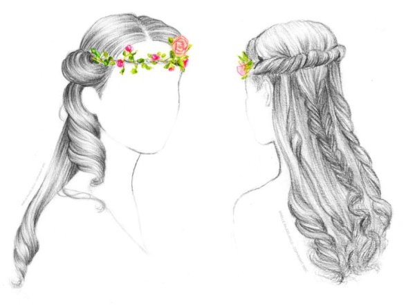 Женские прически карандашом