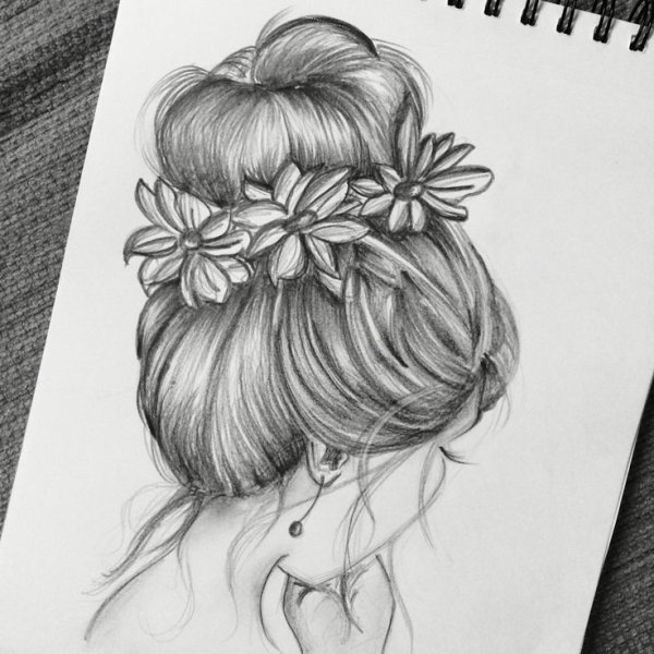 Эскиз прически карандашом