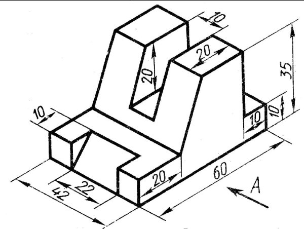 Инженерная Графика 3 вида детали и аксонометрия