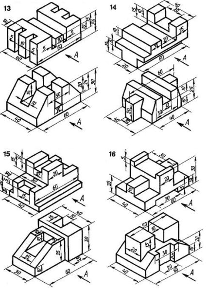 Карточки задания по черчению аксонометрия