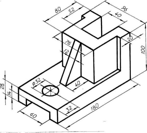 Изометрическая проекция детали опора сталь