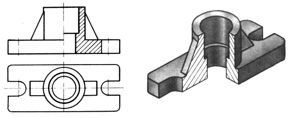 Фронтальный разрез в аксонометрии
