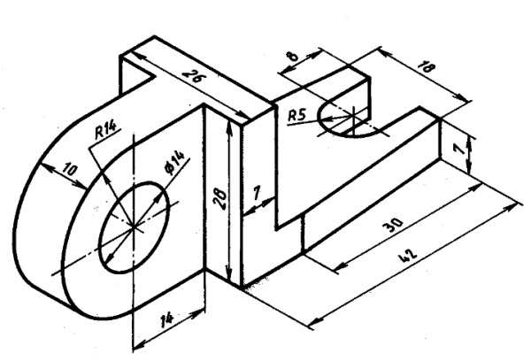 Изометрическая проекция детали кронштейн