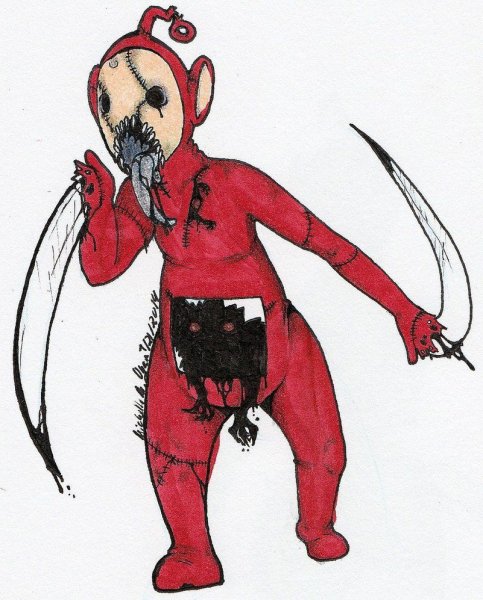 Телепузики на чёрном фоне