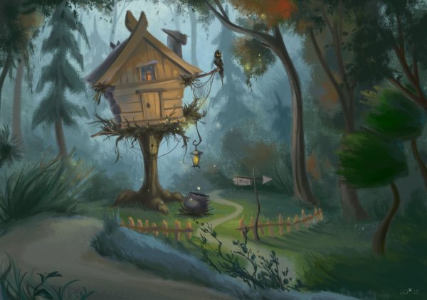 Избушка бабы яги в лесу