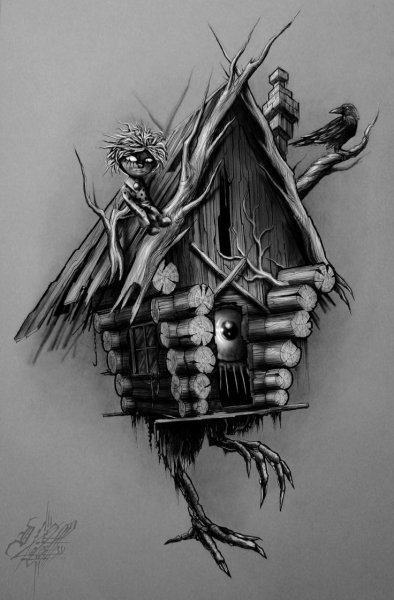 Избушка на курьих ножках эскиз тату