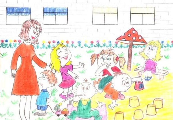 Раскраска. В детском саду