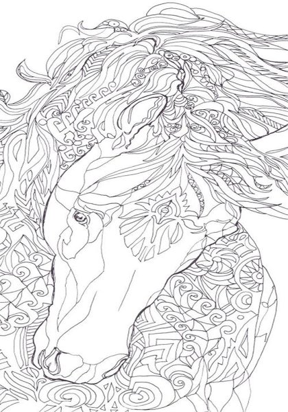 Раскраски антистресс лошади