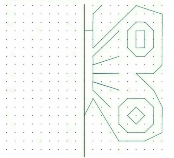 Зеркальное рисование по клеточкам для дошкольников