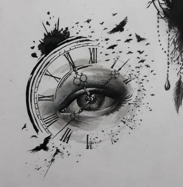 Часы тату эскиз