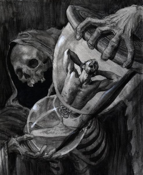 Скелет с песочными часами