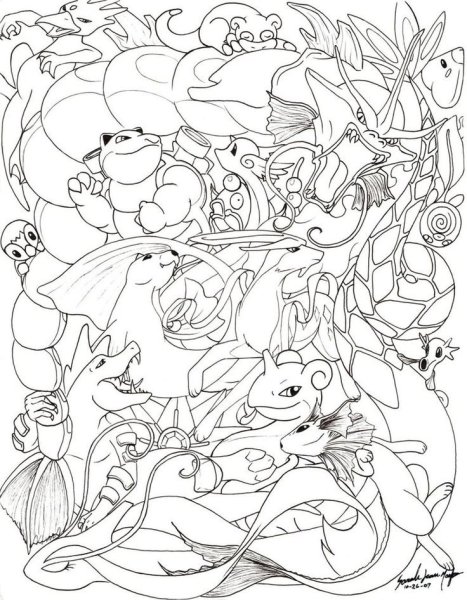 Покемоны для раскрашивания сложные