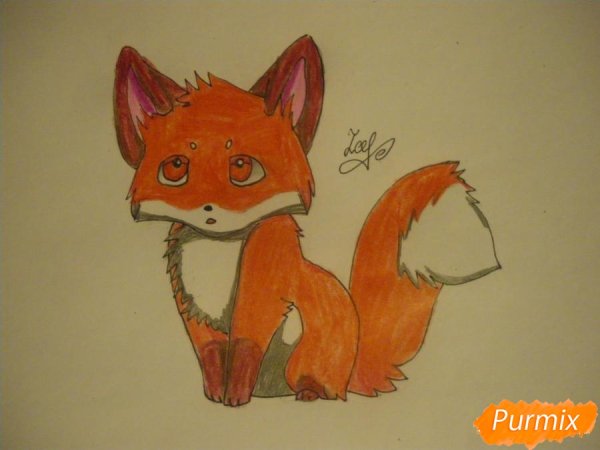 Маленький Лисенок карандашом