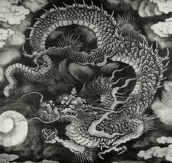 Китайская Ксилография дракон