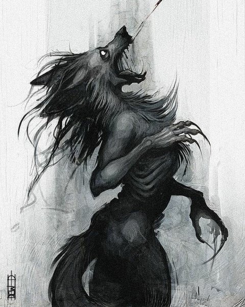 Чёрное существо с белыми глазами