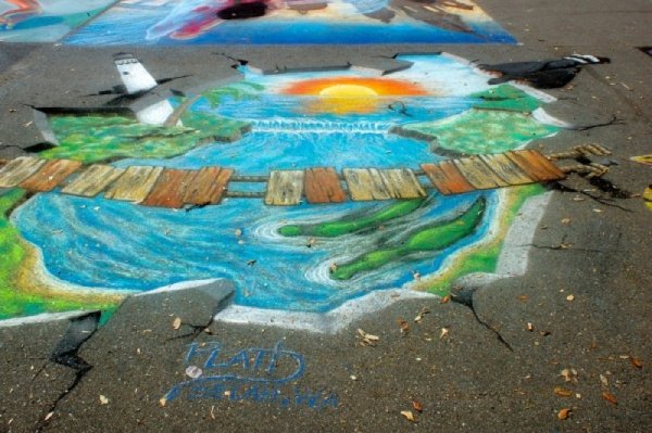 Рисунки на асфальте мелками