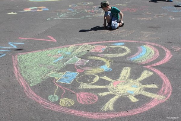 3д рисунки на асфальте мелом