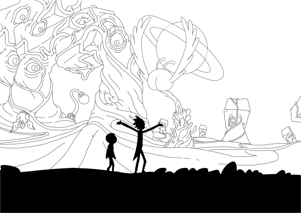 Рик и Морти силуэты вектор