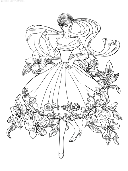 Бальный наряд раскраска