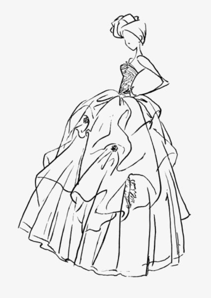 Принцесса в бальном платье раскраска