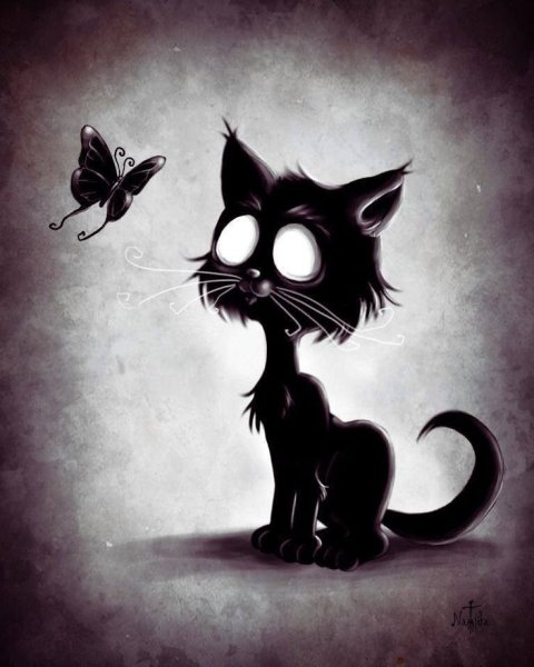 Страшный черный кот