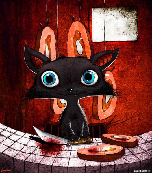 Мультяшный кот страшный