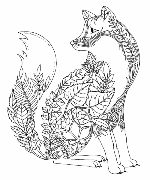 Рисунок лиса для раскрашивания с узором