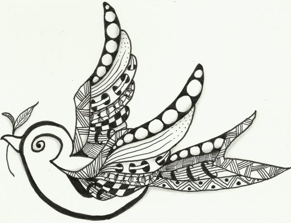 Птица Зентангл для детей