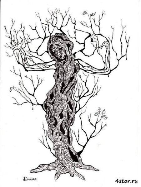 Девушка дерево карандашом