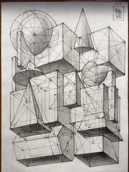 Объемные фигуры карандашом