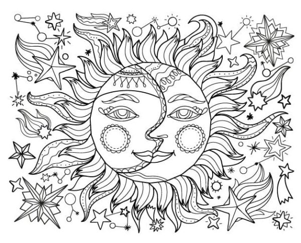 Мандала солнце раскраска