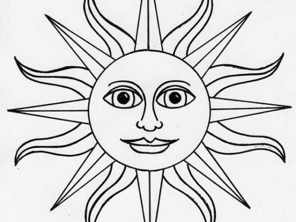 Солнце рисунок карандашом
