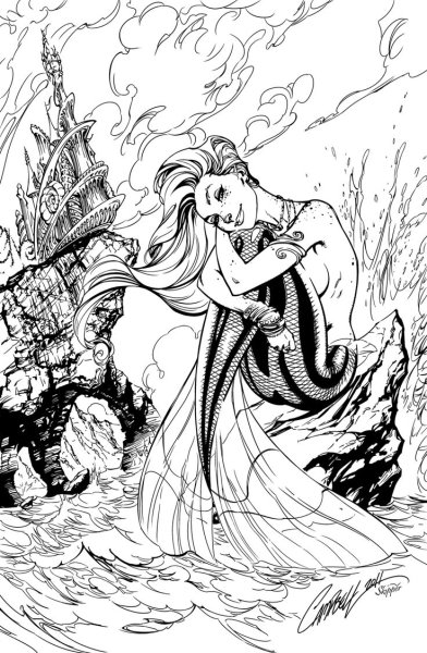 Русалка раскраска сложная