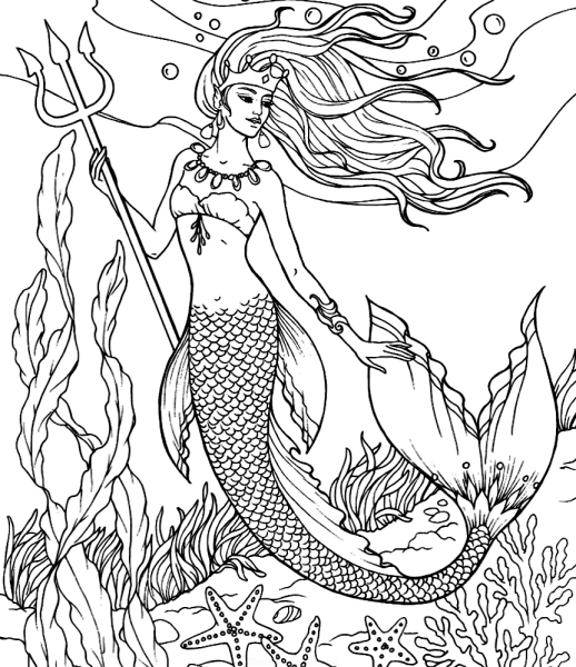Раскраска антистресс Русалка