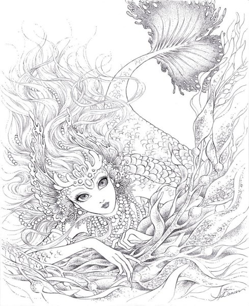 Русалка рисунок карандашом