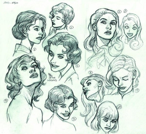 Голова женщины в разных ракурсах