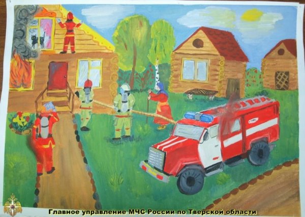 Пожарный рисунок карандашом