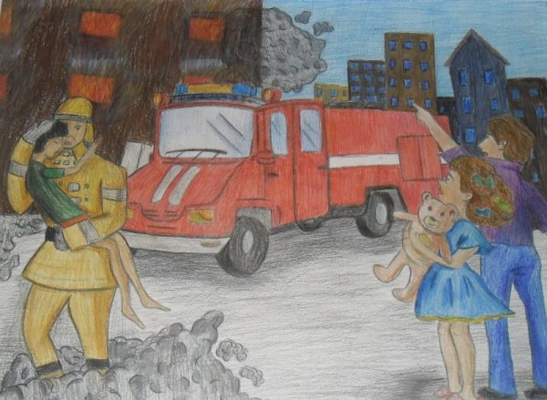 Пожарник раскраска