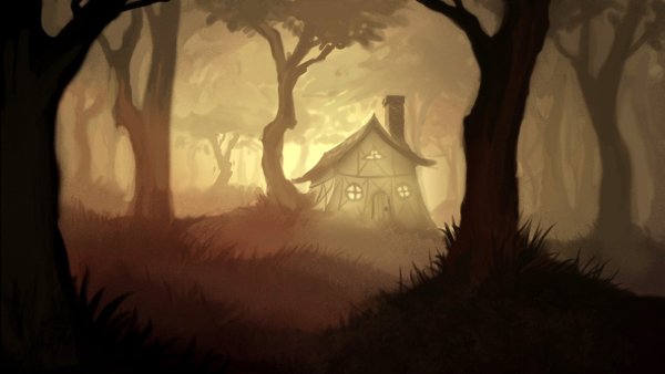 Страшный лес в мультяшном стиле