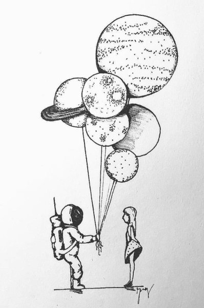 Воздушные шары карандашом