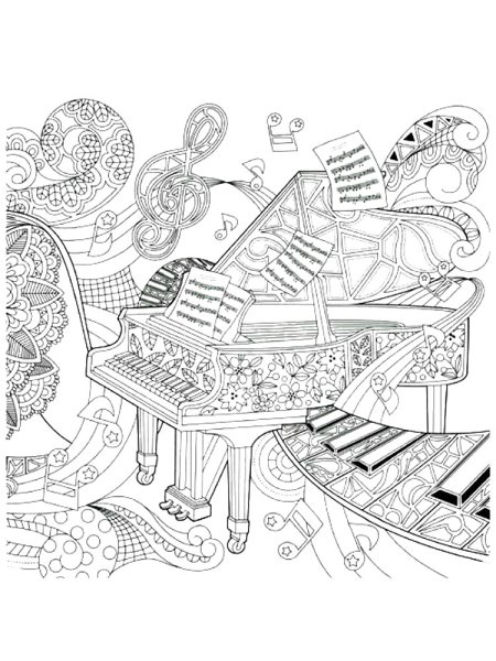 Раскраска антистресс пианино