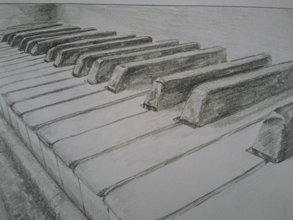 Фортепиано простым карандашом
