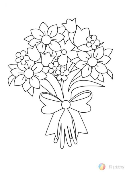 Раскраска букет цветов для мамы