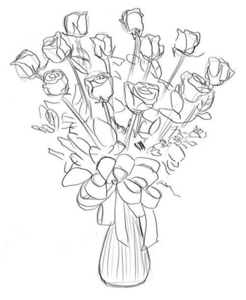 Букет рисунок карандашом