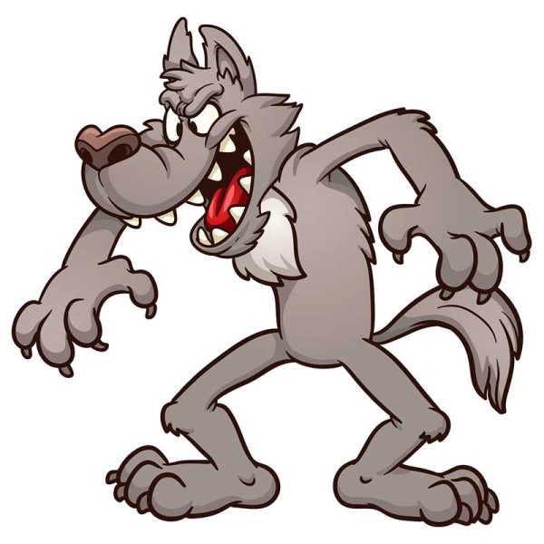 Злой волк из мультфильма